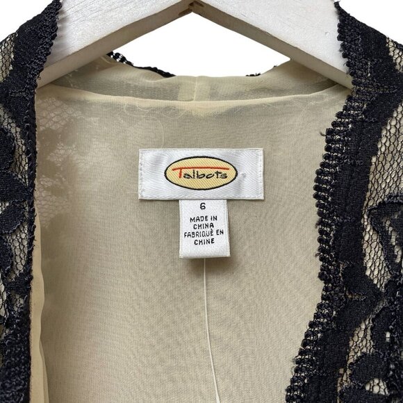 TALBOTS Black Lace Top Size 6 Evening Blouse Womens Light Cardigan Jacket - Picture 4 of 15
